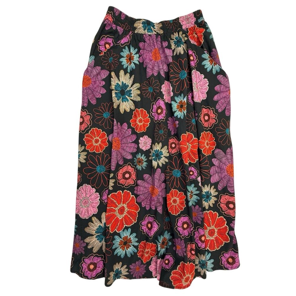 Peixoto Paula Floral Midi Skirt Women Small Bohemian Festival Slant Hip Pockets